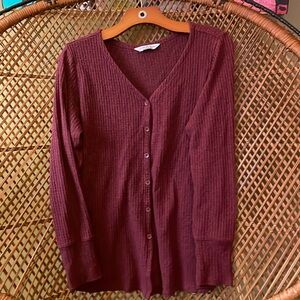 Alpine Design Long Sleeve Button Up Top - Red/Black Heather - Size M